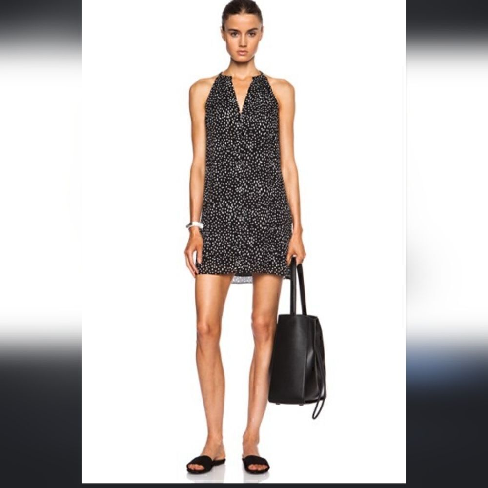 A.L.C Camie Dot Silk Mini Dress Black White Size 4 New